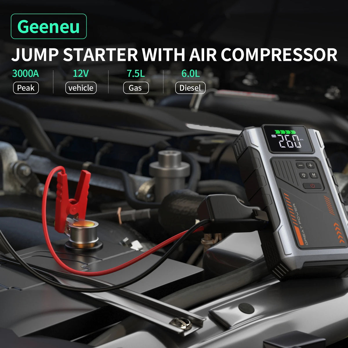 Roadside Rescue Jump Starter & Air Compressor