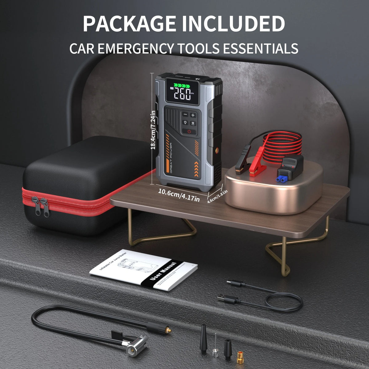 Roadside Rescue Jump Starter & Air Compressor