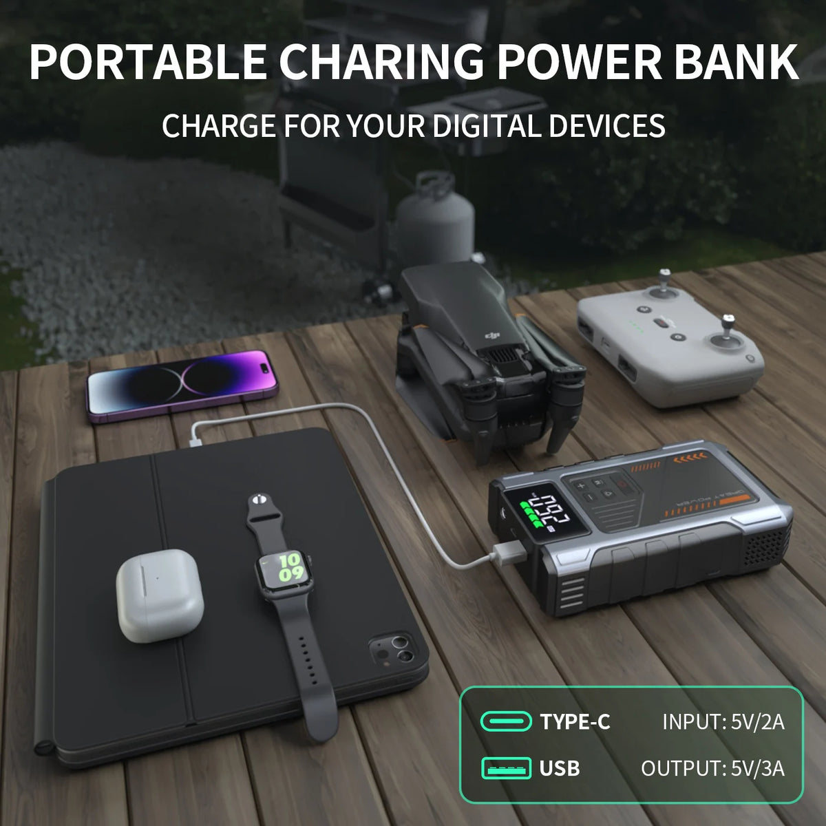 Roadside Rescue Jump Starter & Air Compressor